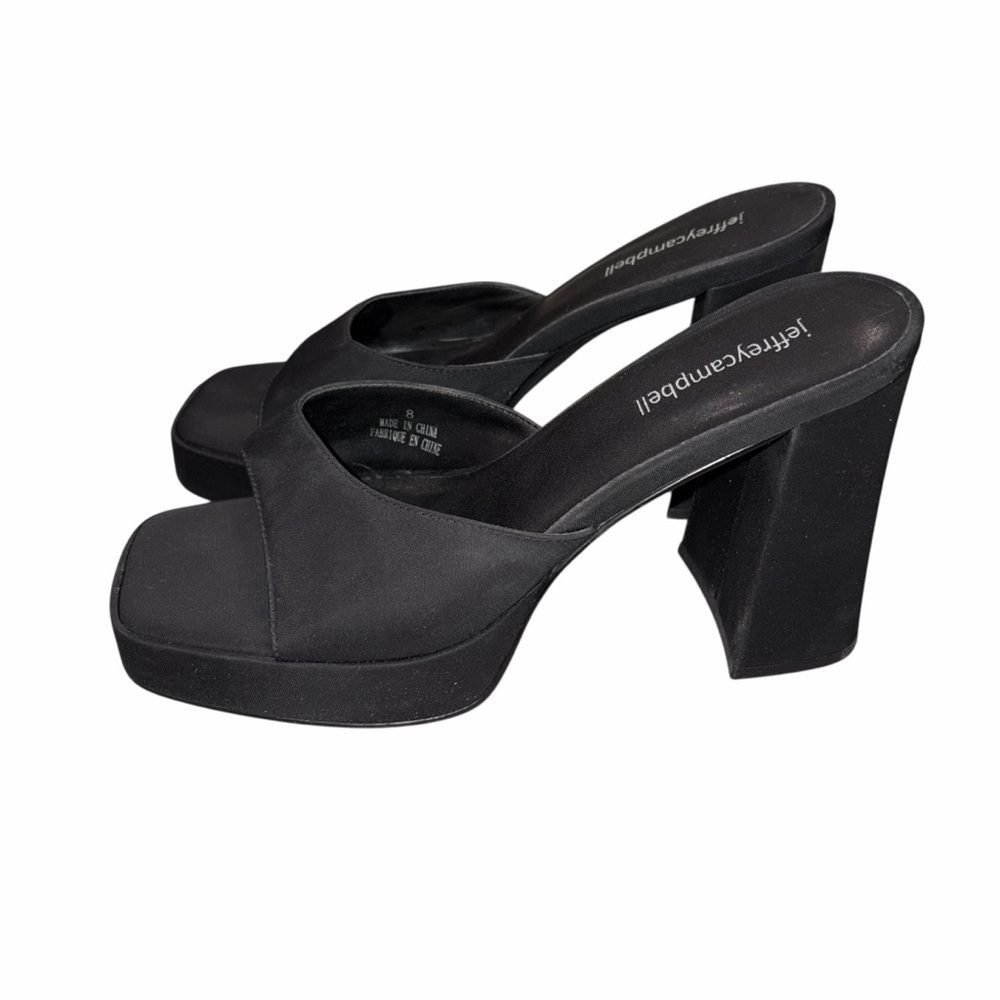 Jeffrey Campbell Black Ninety Platform Slide Sandals Shoes size 8 - Picture 4 of 11
